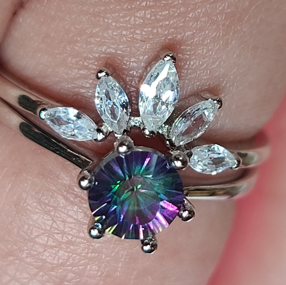 925 Sterling Silver Crown Ring Enhancer Marquise - Picture 14 of 16